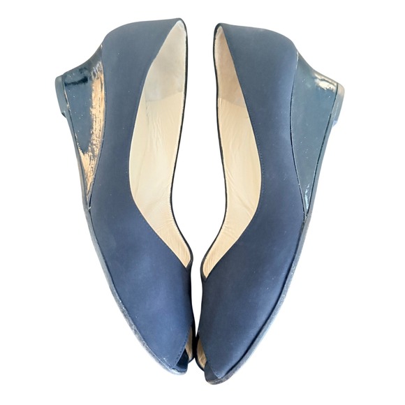 BRUNO MAGLI Black Peep Toe Wedge Heels Size 8.5 feminine gardencore quiet luxury - Picture 3 of 7